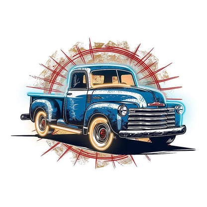 Blue Pickup Truck LED Neon signs | Round Clay Backdrop Decorative Lights | Creative Home & Store Decoration