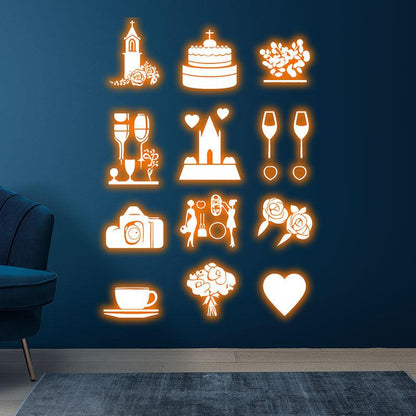 LED Neon signs Festival Props | Castle, Cake, Flower, Camera, Wine Glass Decoration Lights | Suitable for Party, Wedding & Celebration