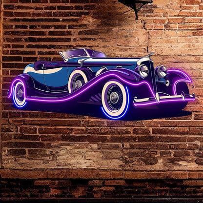 Purple Double Door Supercar LED Neon signs| Line Light Car Decoration | Creative Home & Shop Lighting