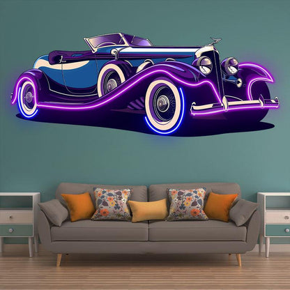 Purple Double Door Supercar LED Neon signs| Line Light Car Decoration | Creative Home & Shop Lighting