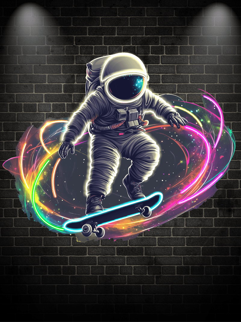 Cool Colorful Star Background LED Neon signs Lights - Spaceman Skateboard Jump Decoration Lights | Creative Home, Party, Gifts