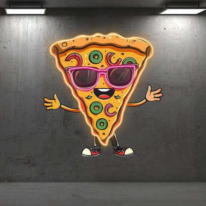 Funny Pizza Neon signs Lights - LED Lights, Smiley Face in Sunglasses Design, Creative Home Decor, Perfect Party Vibe