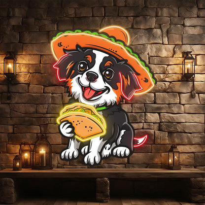 Cute Puppy Neon signs Lights - LED Lights, Hat Wearing Hand Holding Pizza, Funny Home Decor, Perfect Party Vibe