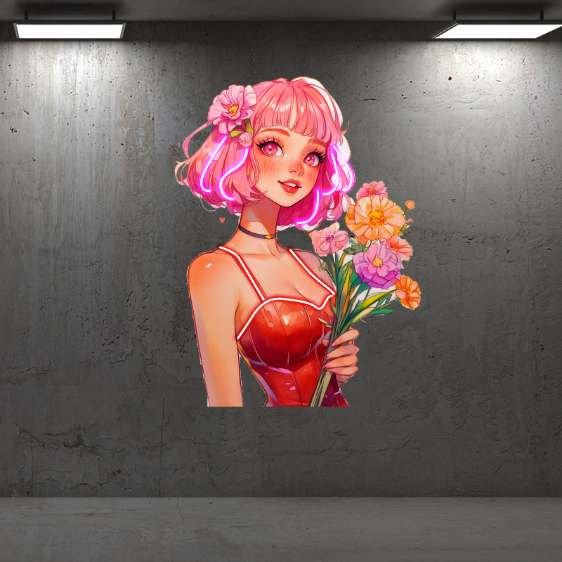 Art Painting Girls Neon Sign, Japanese Anime Style Girl Neon, Custom Gifts, Bar Decor, Wall Art Decor, Perfect for Photoshoots
