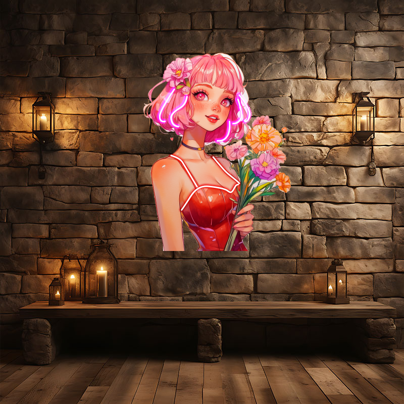 Art Painting Girls Neon Sign, Japanese Anime Style Girl Neon, Custom Gifts, Bar Decor, Wall Art Decor, Perfect for Photoshoots