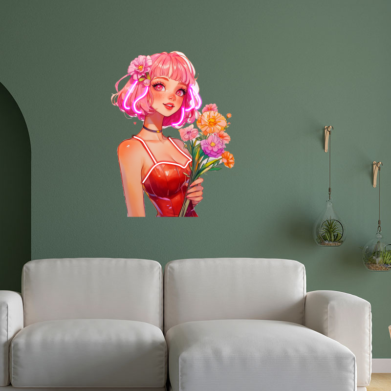 Art Painting Girls Neon Sign, Japanese Anime Style Girl Neon, Custom Gifts, Bar Decor, Wall Art Decor, Perfect for Photoshoots