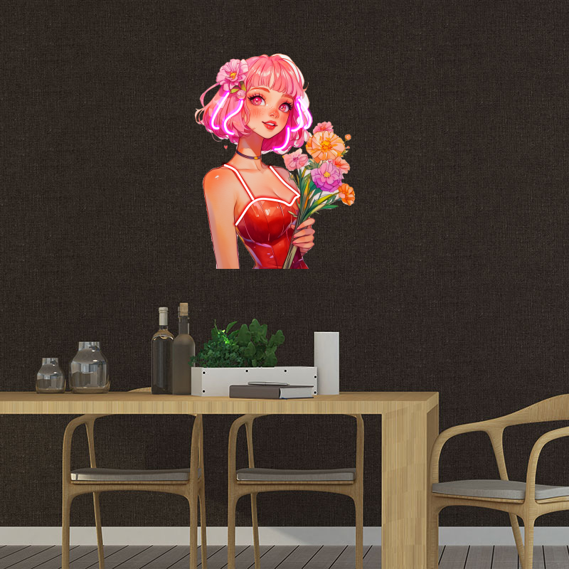Art Painting Girls Neon Sign, Japanese Anime Style Girl Neon, Custom Gifts, Bar Decor, Wall Art Decor, Perfect for Photoshoots