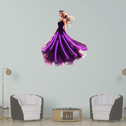 Europe and America Beauty Purple Long Skirt Neon signs Lights - Spread skirt accompanied by purple beams of LED decorative lights, personalized home and creative space lighting