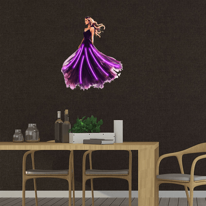 Europe and America Beauty Purple Long Skirt Neon signs Lights - Spread skirt accompanied by purple beams of LED decorative lights, personalized home and creative space lighting