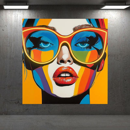 Yellow Oil Painting Style Beauty Portrait Neon signs Light - Sunglasses Shape LED Decorative Light, Personalized Home and Creative Space Lighting