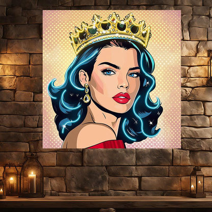 European and American Beauty Blue Hair Golden Hair Crown Neon signs - Square Photo Frame LED Decorative Light, Fashion Home and Creative Space Lighting