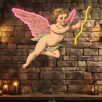 Flying Cupid Angel Neon signs | Hand Holding Bow and Arrow Drawing Pose | LED Decorative Lights