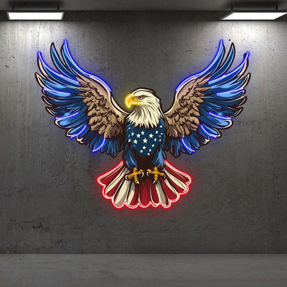 American Flag Eagle Neon signs| Spread Wings Decor | LED Patriotic Art Lights