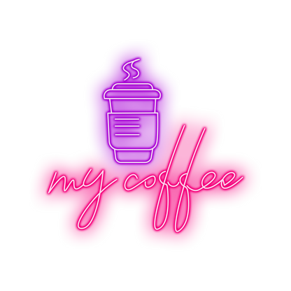 Purple Pink "my coffee" LED Neon Light Sign for Coffee Bar Wall Decor, Aesthetic Custom Gift for Coffee Lovers, Home Kitchen Art