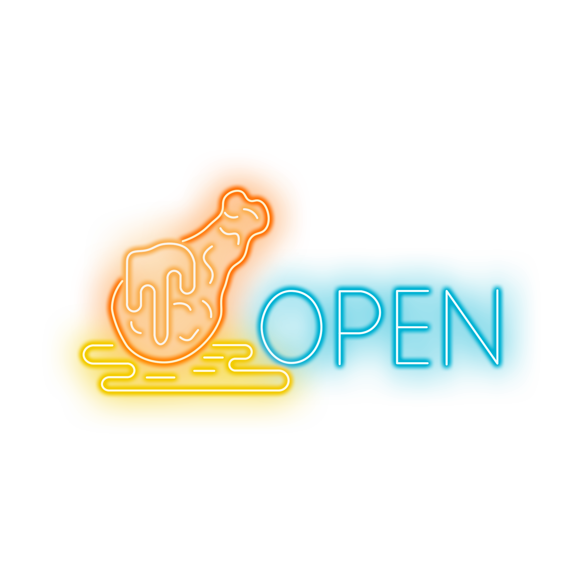 Chicken Leg Open LED Neon Sign Wall Decor for Restaurants, Food Trucks, Bars—Neon Light Gift for Foodies, Chefs & Entrepreneurs