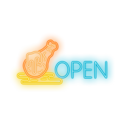 Chicken Leg Open LED Neon Sign Wall Decor for Restaurants, Food Trucks, Bars—Neon Light Gift for Foodies, Chefs & Entrepreneurs