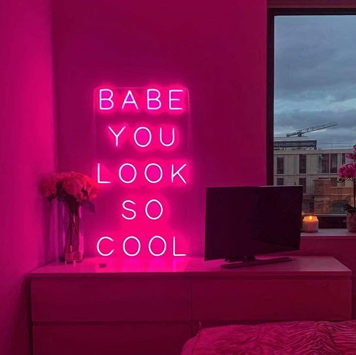 Babe You Look So Cool Neon Sign Baby You Look So Cool Neon Light Custom Neon Sign Gift for Her Bedroom Wall Decor