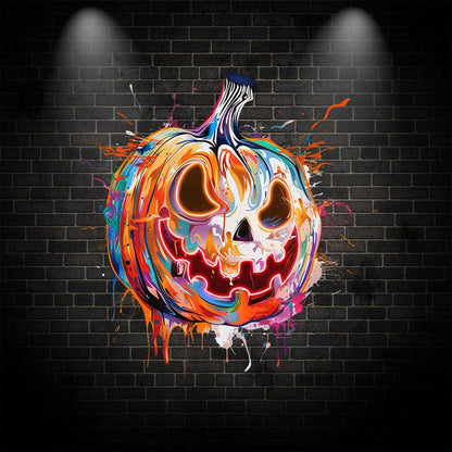 Colorful Pumpkin Face Neon LED Light – Fun Halloween Party Decor