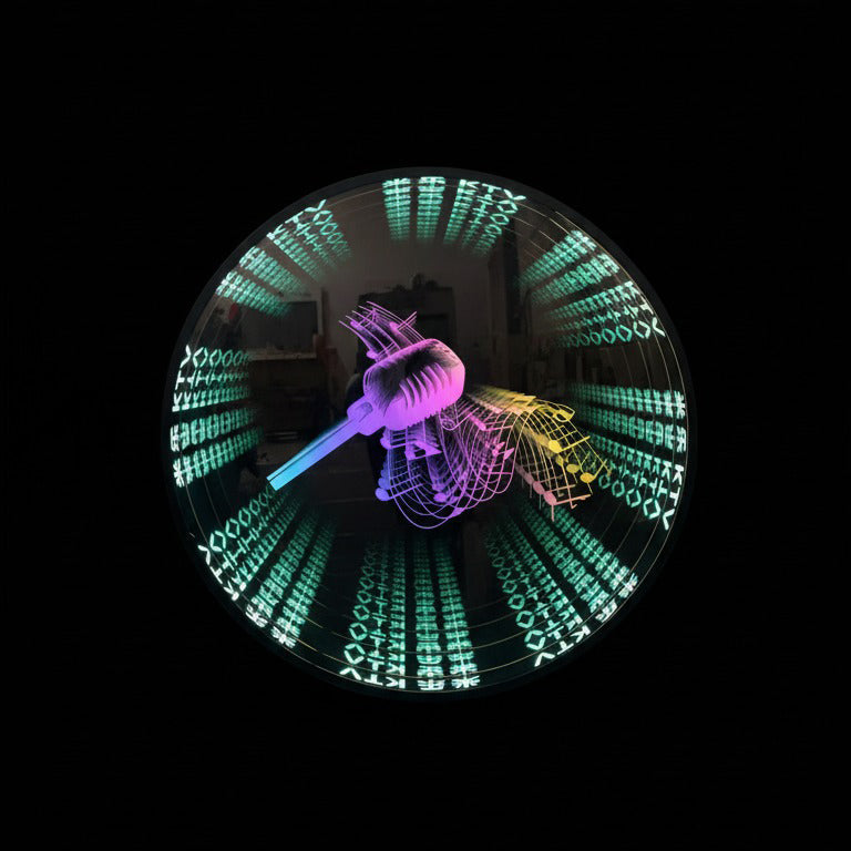 Round Infinity Mirror LED Wall Art Multicolor Neon Light 3D Illusion Decor for Bar KTV Party Room Colorful Wall Sign