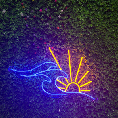 Wave Sunset Neon Sign, Custom Sun Ocean Sunrise Sea LED Neon Light, Home Wall Decor, Living Room Beach Bar Decoration, Personalized Gift