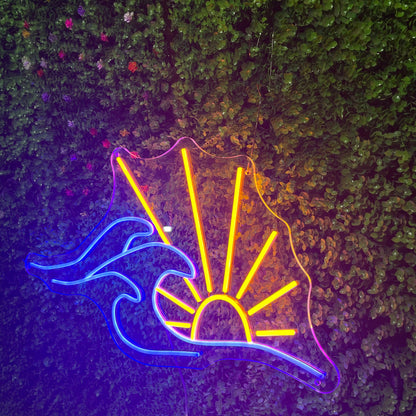 Wave Sunset Neon Sign, Custom Sun Ocean Sunrise Sea LED Neon Light, Home Wall Decor, Living Room Beach Bar Decoration, Personalized Gift