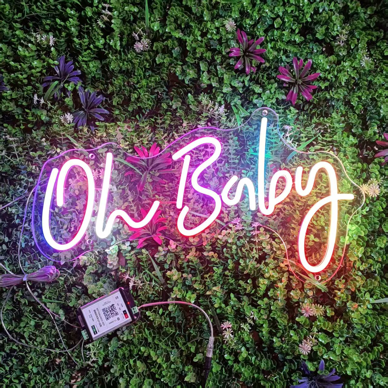 RGBW 'Oh Baby' Neon Sign – Color-Changing LED Light for Baby Shower, Gender Reveal, Nursery & Party Decor