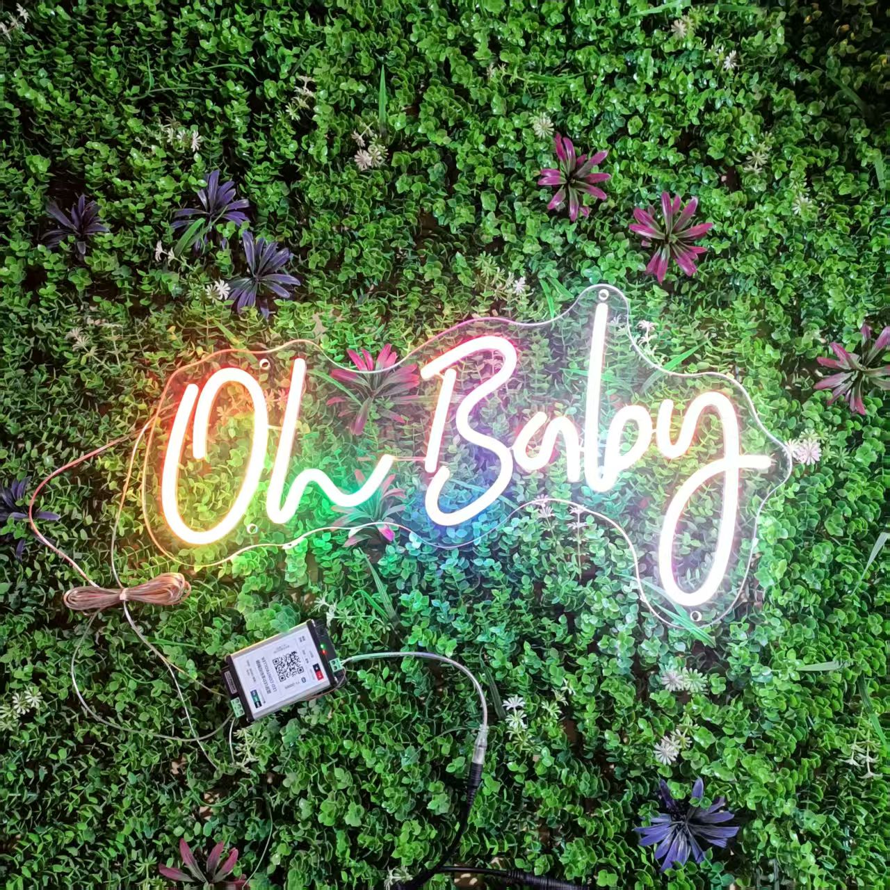 RGBW 'Oh Baby' Neon Sign – Color-Changing LED Light for Baby Shower, Gender Reveal, Nursery & Party Decor