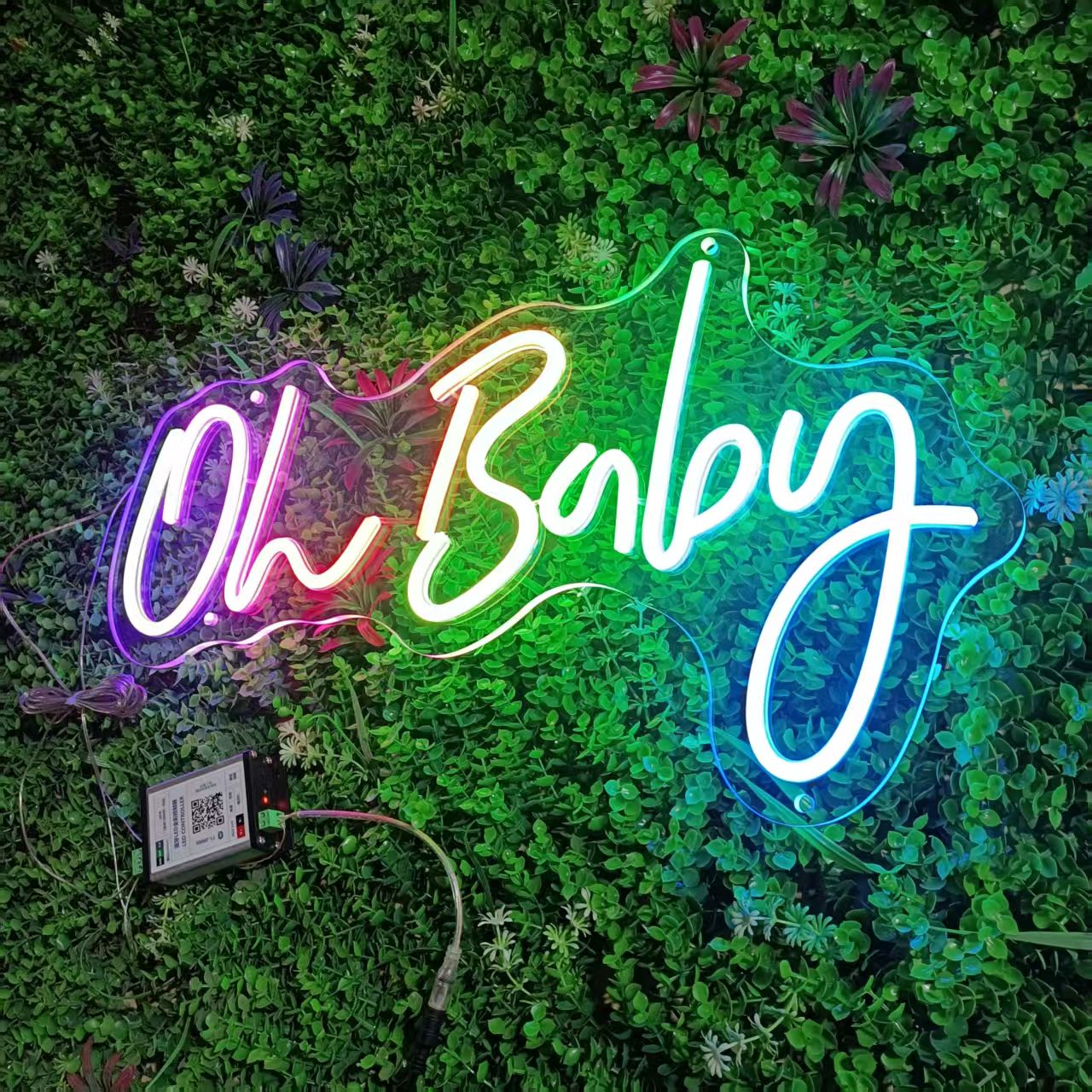 RGBW 'Oh Baby' Neon Sign – Color-Changing LED Light for Baby Shower, Gender Reveal, Nursery & Party Decor