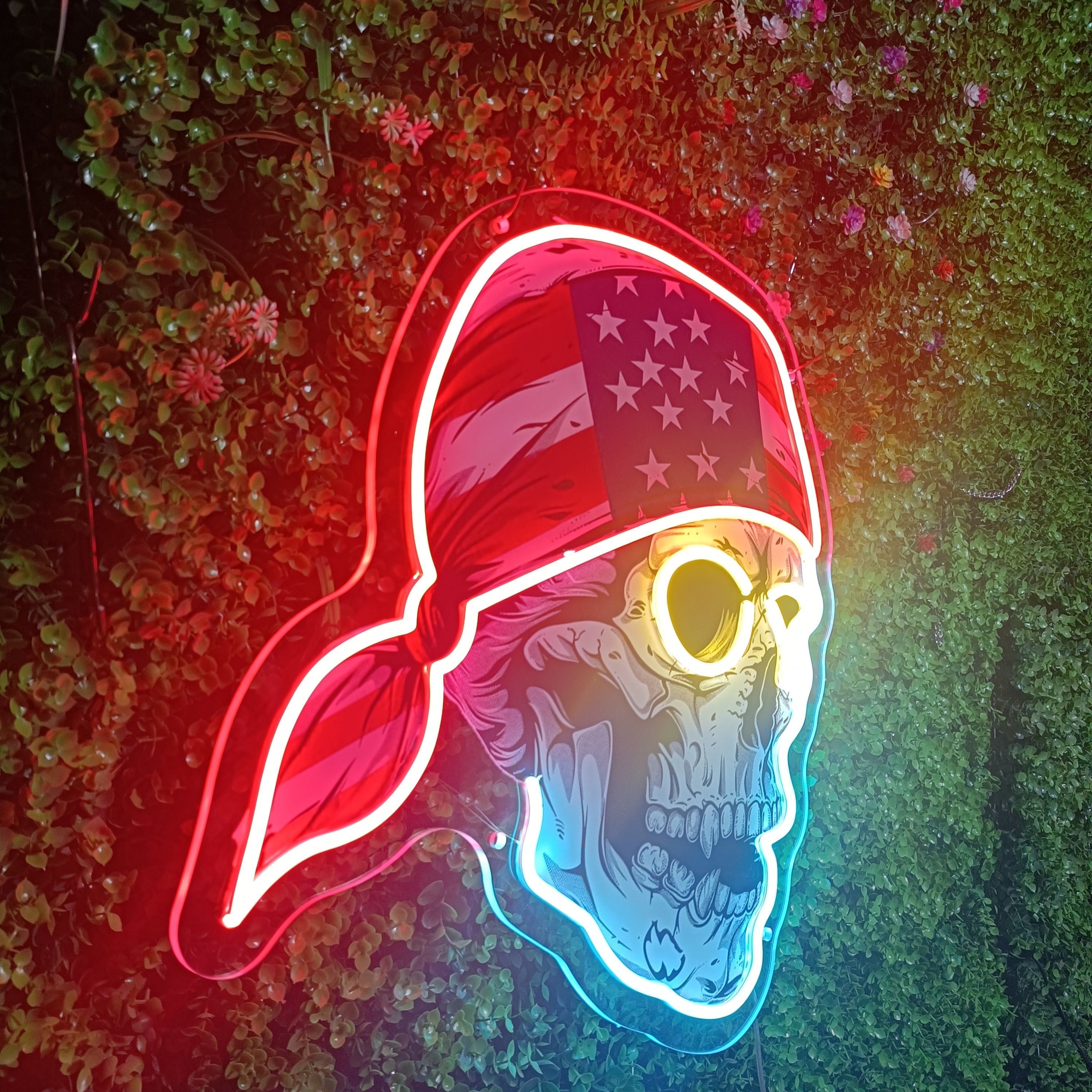 Vintage American Skull Neon Lights, Perfect for Photoshoots, Colorful LED Light,Unique Business Decor, Wall Art Decor