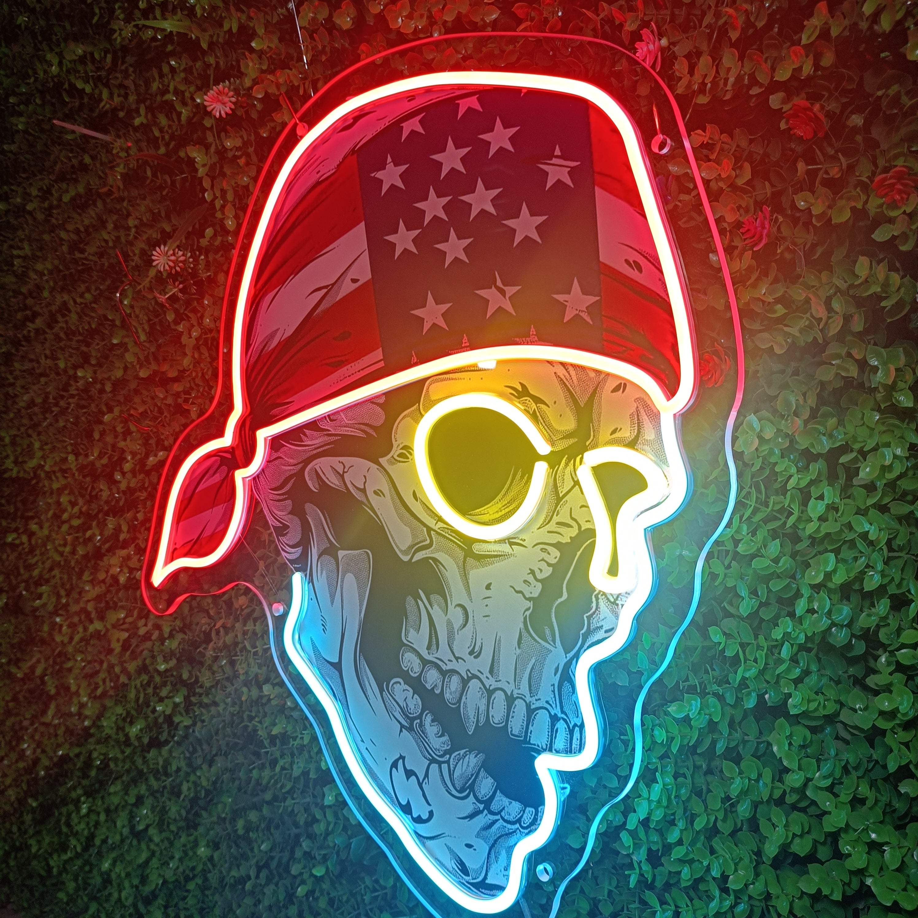 Vintage American Skull Neon Lights, Perfect for Photoshoots, Colorful LED Light,Unique Business Decor, Wall Art Decor