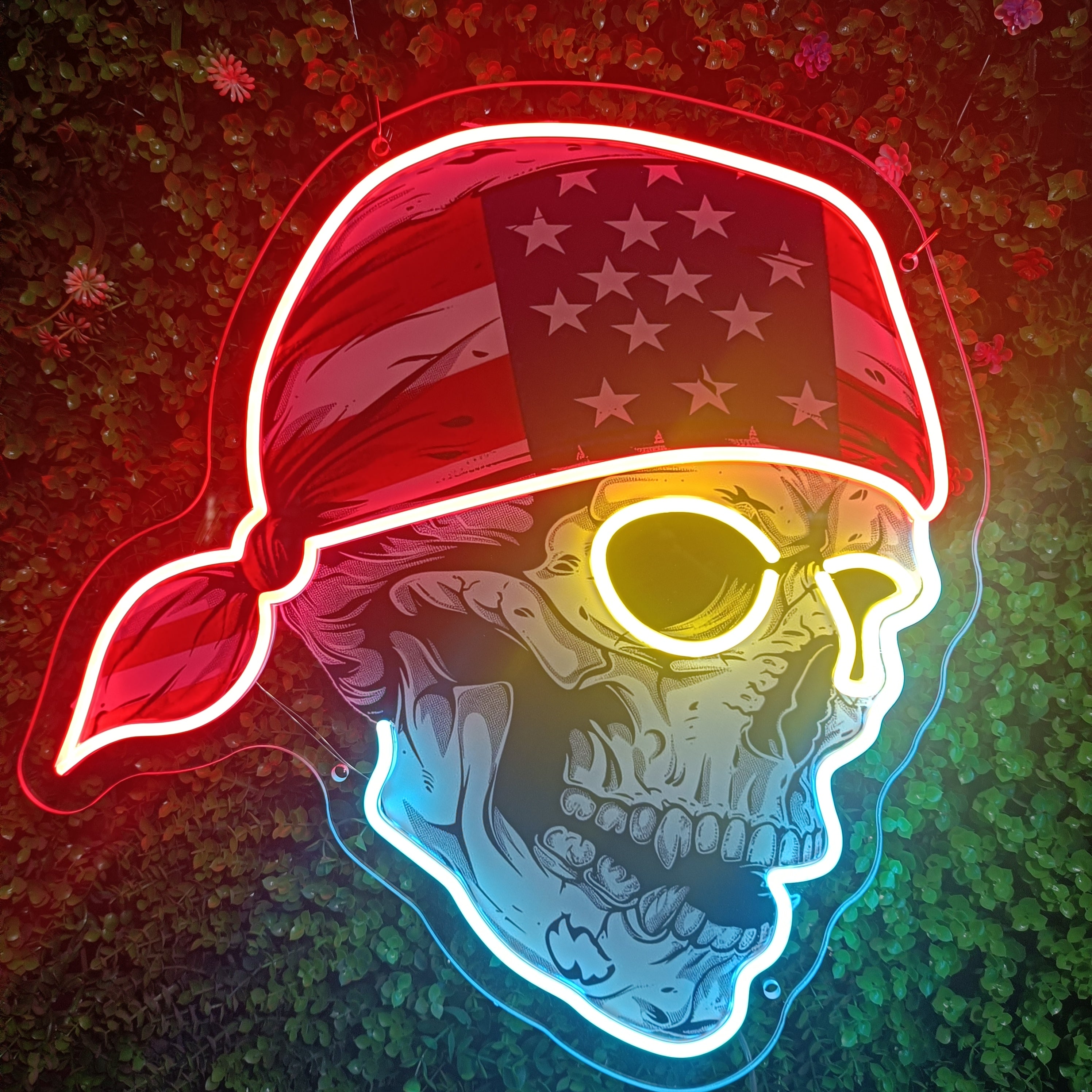 Vintage American Skull Neon Lights, Perfect for Photoshoots, Colorful LED Light,Unique Business Decor, Wall Art Decor