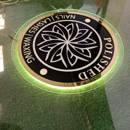 Custom Acrylic Backlit Sign,Stunning Circular Design Acrylic LED Sign,Wall decorations Sign,Ideal for beauty salons, nail studios, or any high - end beauty businesses
