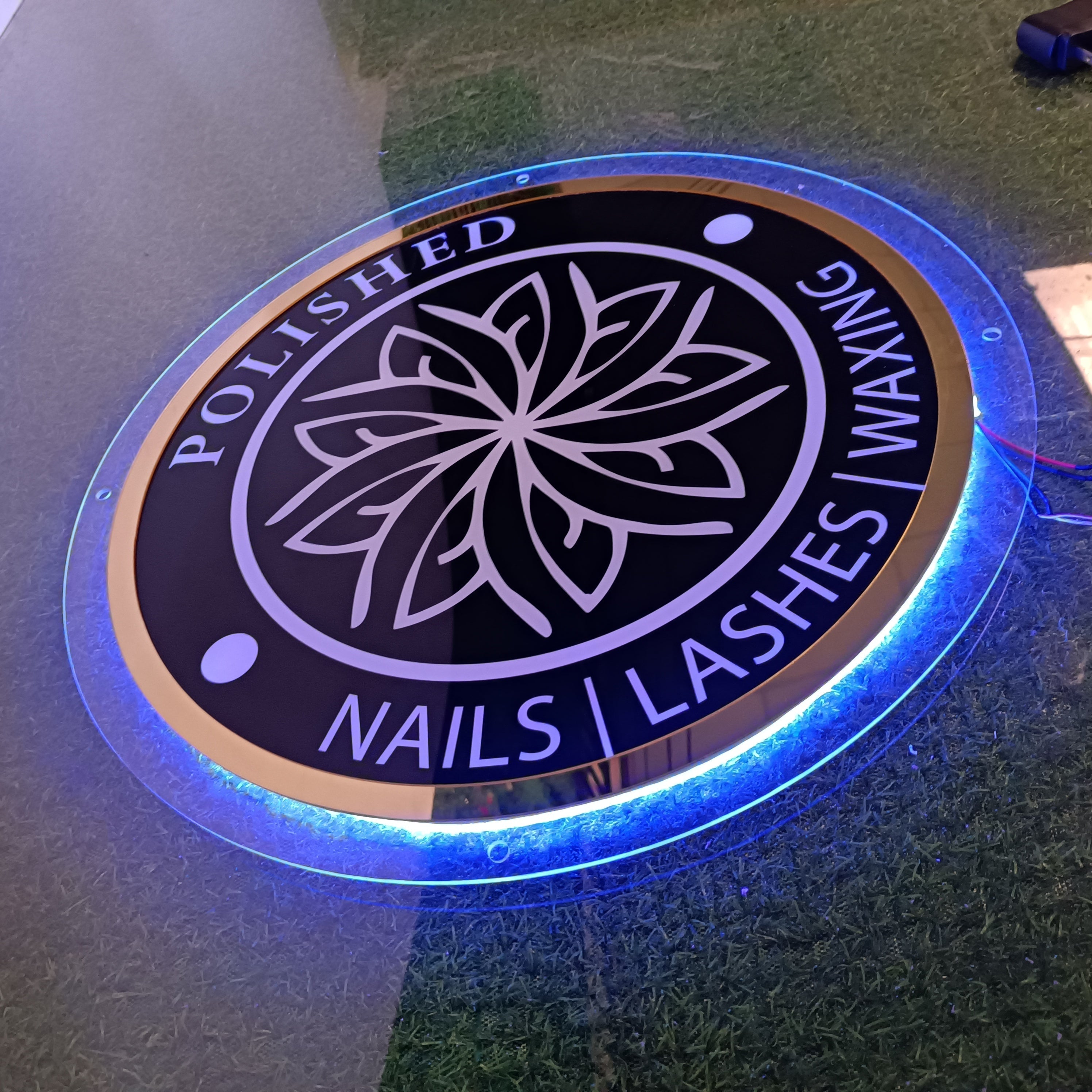 Custom Acrylic Backlit Sign,Stunning Circular Design Acrylic LED Sign,Wall decorations Sign,Ideal for beauty salons, nail studios, or any high - end beauty businesses