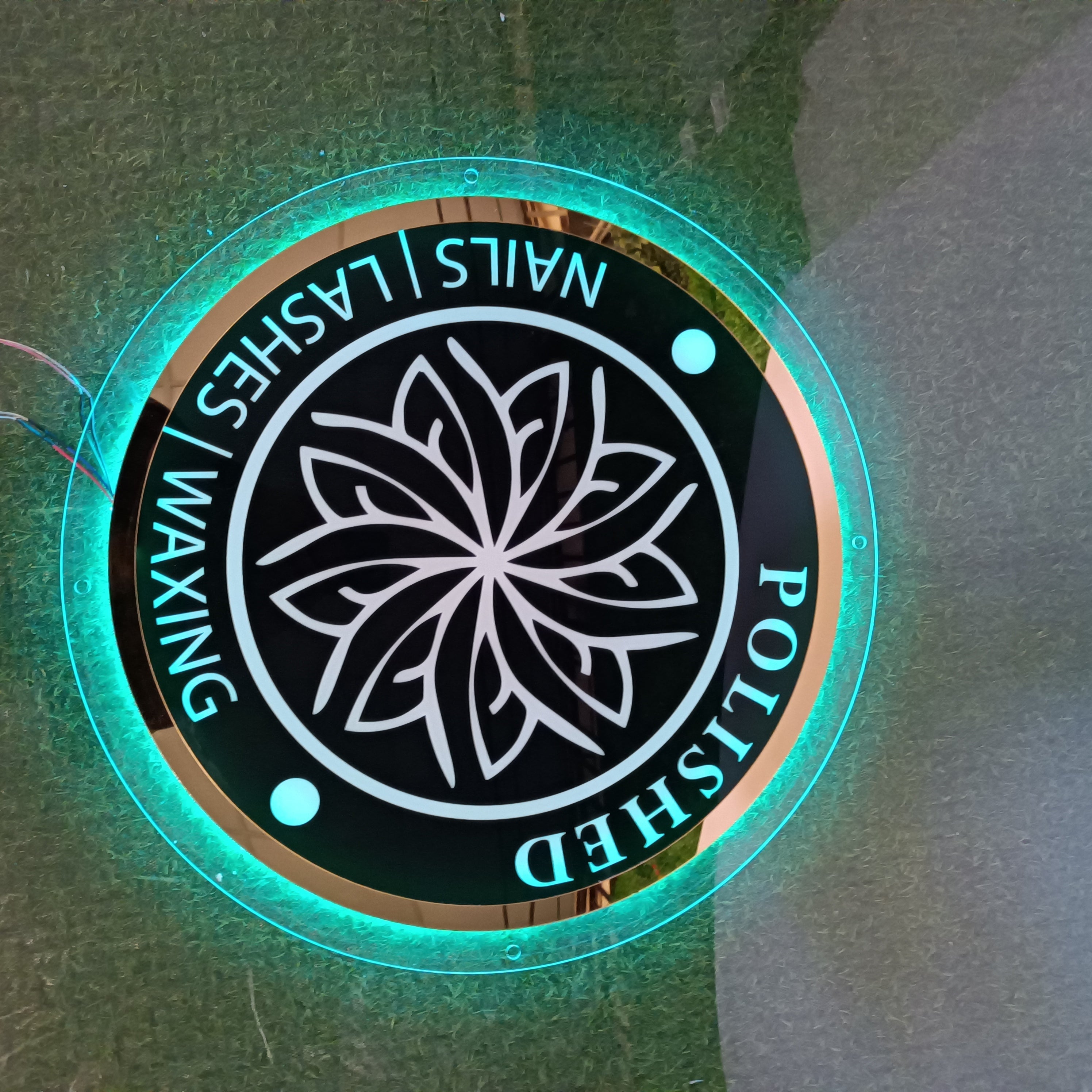 Custom Acrylic Backlit Sign,Stunning Circular Design Acrylic LED Sign,Wall decorations Sign,Ideal for beauty salons, nail studios, or any high - end beauty businesses