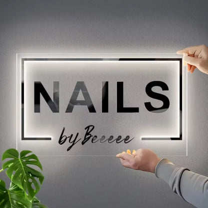 Custom Business Acrylic Signs UV Print Coffee Shop Bar Logo Beauty Salon Nail Hair Studio Company Office Name Led Neon Signs