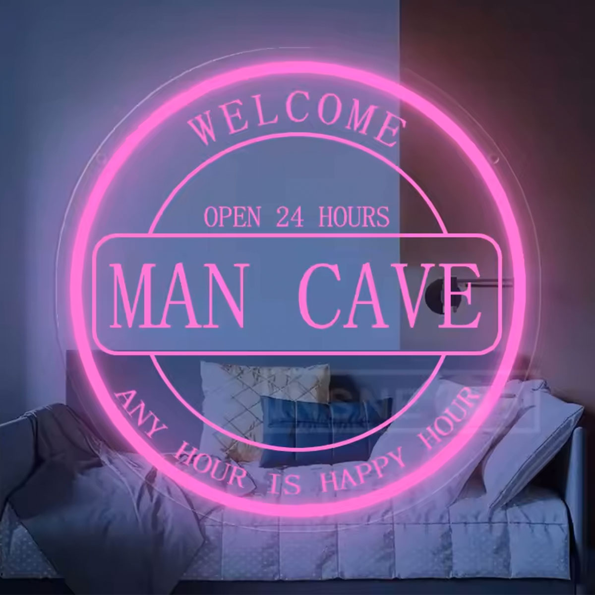 Custom Art Neon Sign Push Button Controlled Wall Mount Neon Man Cave Bar Sign for Home Party Kitchen Gathering Decor