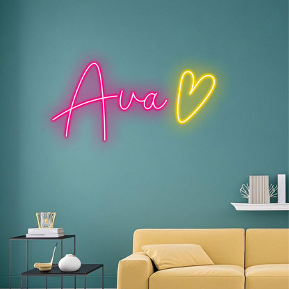 Personalized Name Neon Sign with Heart Shape,Ideal Home Decor and Gift,Neon Light for Party Decoration,Custom LED Wall Decor