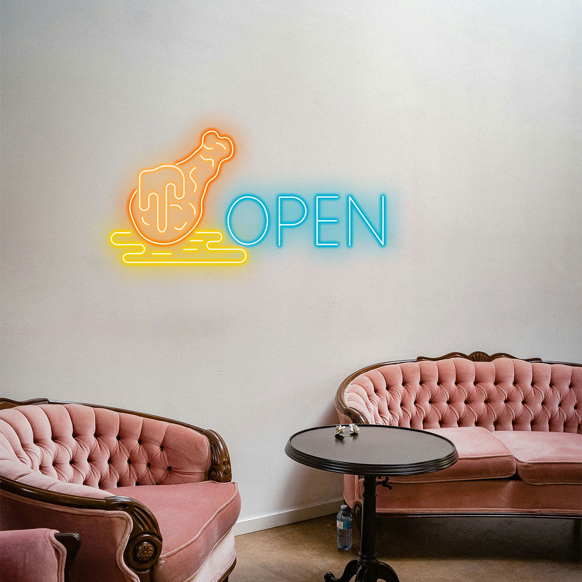 Chicken Leg Open LED Neon Sign Wall Decor for Restaurants, Food Trucks, Bars—Neon Light Gift for Foodies, Chefs & Entrepreneurs