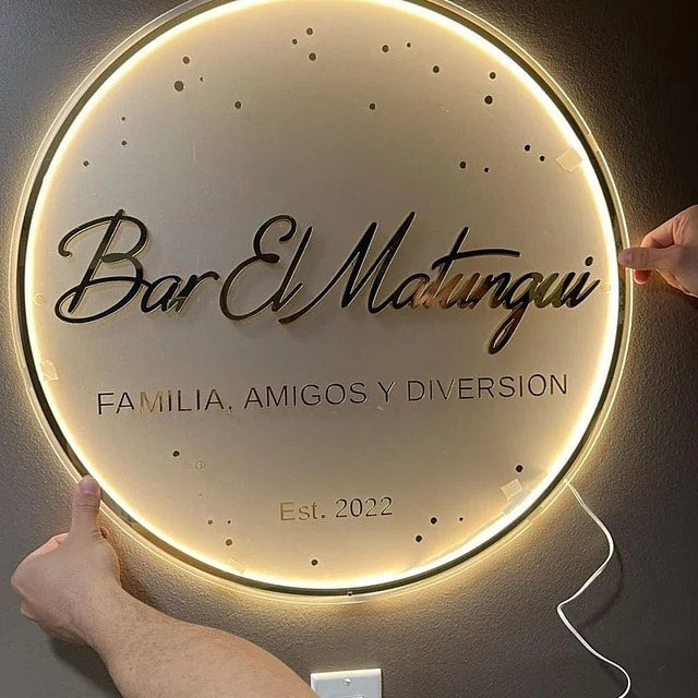 Custom LED Backlit Acrylic Sign - Business Logo Design for Salons, Shops & Business Branding