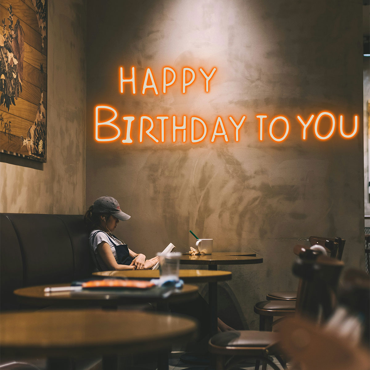 Vibrant Orange LED Neon "Happy Birthday To You" Sign - Customizable! Crafted from durable acrylic - backed neon tubing, this sign is perfect for sprucing up home birthday parties, cafes, or event venues, adding a warm and festive glow to any space.