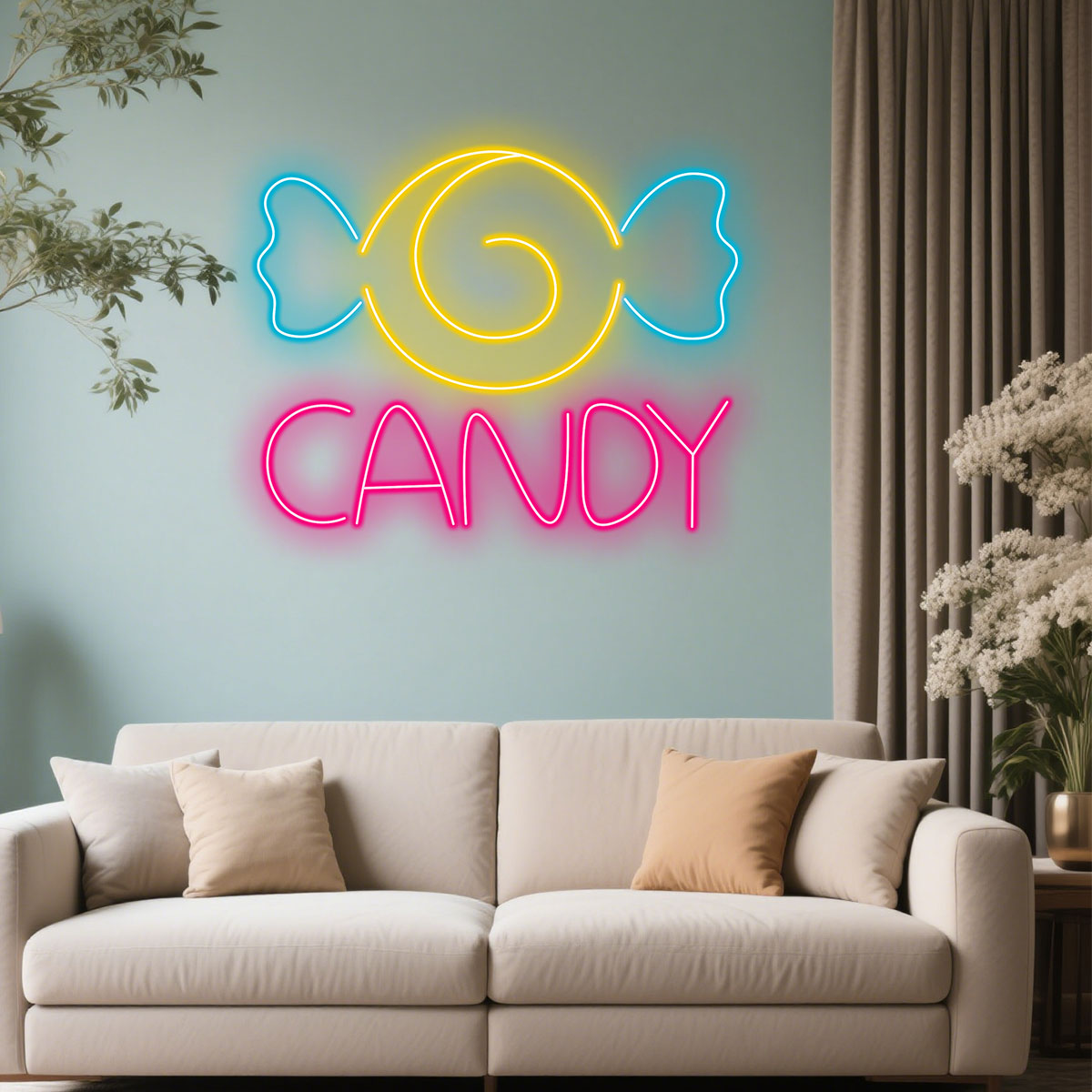 Candy Neon Sign for Wall Decor, LED Neon Light for Kids Room, Candy Shop,Party Backdrop,Cute Neon Wall Art for Girls Bedroom