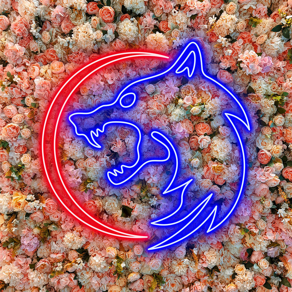 Wolf Neon Sign with Crescent Moon, Bold Wall Decor for Man Cave, Club, Bar, Adventure Themed Room Gift Idea