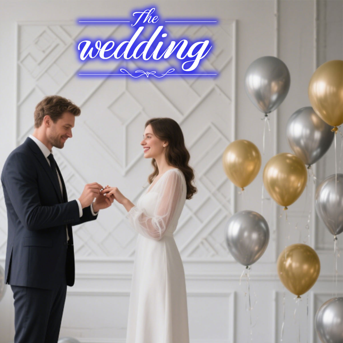 Blue “The Wedding” Neon Sign – LED Neon Light for Wedding Wall Decor, Venue Backdrop or Bridal Business Display