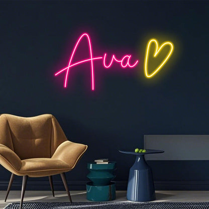 Personalized Name Neon Sign with Heart Shape,Ideal Home Decor and Gift,Neon Light for Party Decoration,Custom LED Wall Decor
