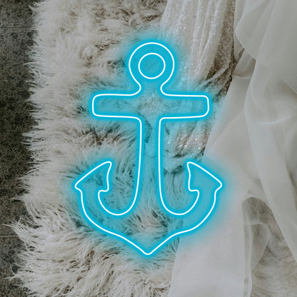 Anchor Neon Light Custom, Ocean Style LED Sign, Nautical Room Decor, Unique Gift for Friend, Soft Blue Home Decor