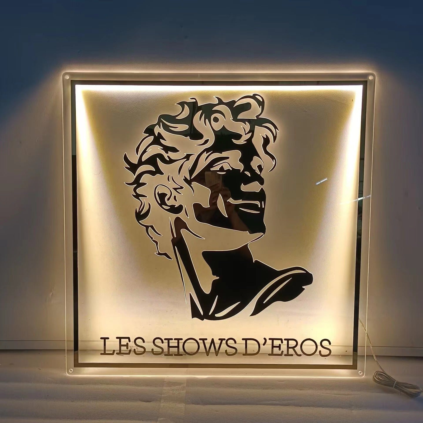 Luxury LED Backlit Acrylic Sign - Les Shows d'Éros Artistic Branding Signage for Salons, Bars & Studios
