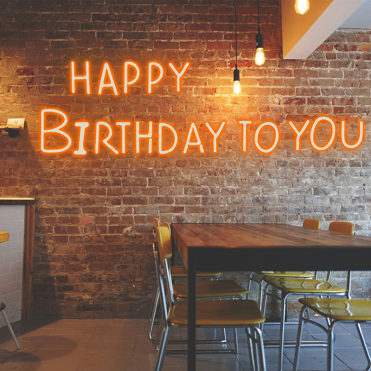 Vibrant Orange LED Neon "Happy Birthday To You" Sign - Customizable! Crafted from durable acrylic - backed neon tubing, this sign is perfect for sprucing up home birthday parties, cafes, or event venues, adding a warm and festive glow to any space.