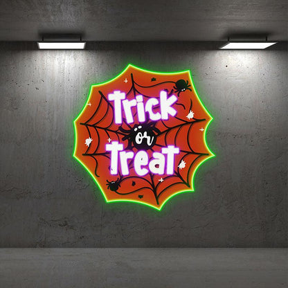 Creepy Spider Web Neon Signs | Spooky LED Decoration for a Haunted Halloween Vibe