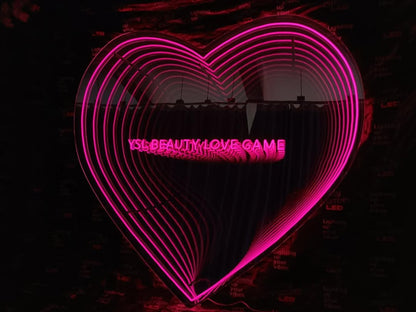 Shopify Infinity Mirror Wall Art – Heart Shaped 3D Optical Illusion LED Light with Pink Glow, Romantic Neon Home Decor