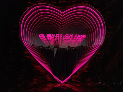 Shopify Infinity Mirror Wall Art – Heart Shaped 3D Optical Illusion LED Light with Pink Glow, Romantic Neon Home Decor
